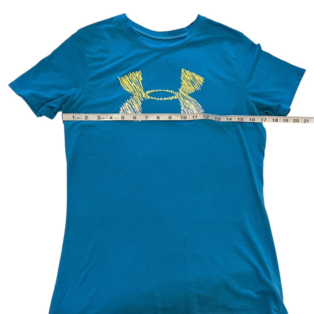 Under Armour Women's Aqua Blue Logo Tee Size Small - Picture 2 of 8